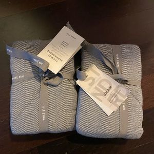 West Elm Organic Flannel Herringbone shams/pillowcases